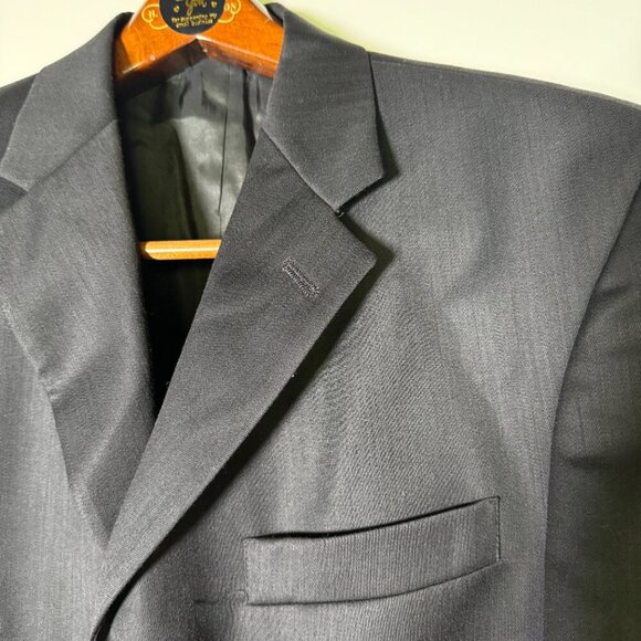 Pierre Cardin Men Blazer Sports Jacket Black 3 Button 100% Worsted Wool Size 42R - Picture 6 of 8